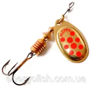 Блешня Mepps Aglia Decore №2 Gold червоні крапки, фото 1