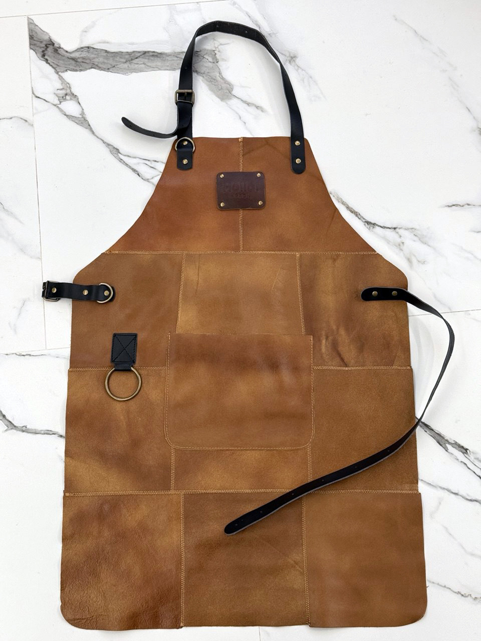 Фартух із натуральної шкіри рудий HollaApron Rust