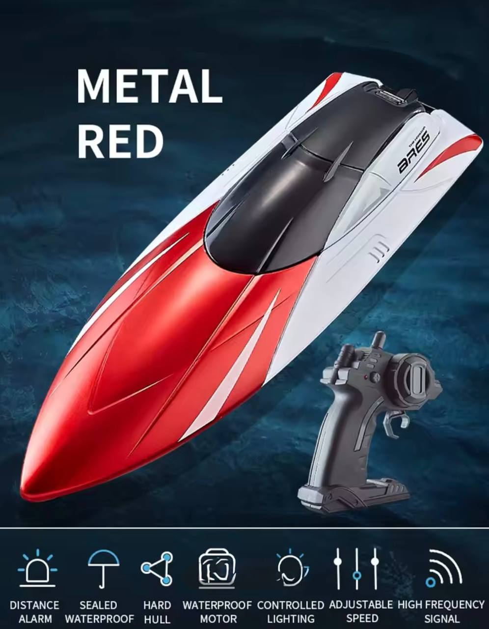 Іграшковий катер на радіокеруванні 4D-S4 для води 24 см Червоний, фото 1