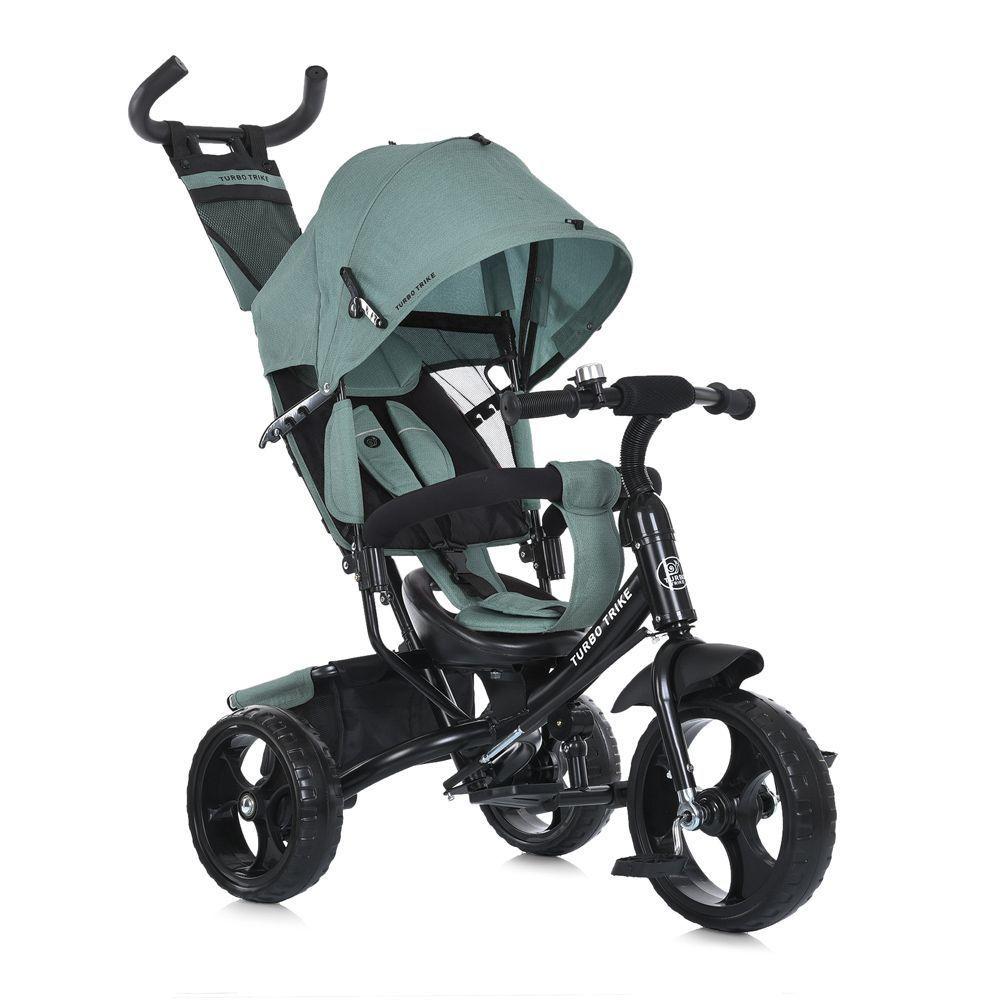 💚Велосипед дитячий триколісний Turbo Trike MT 1005-3 колеса EVA 12/10, гальма, кошик, батьк. ручка, М'ятний, фото 1