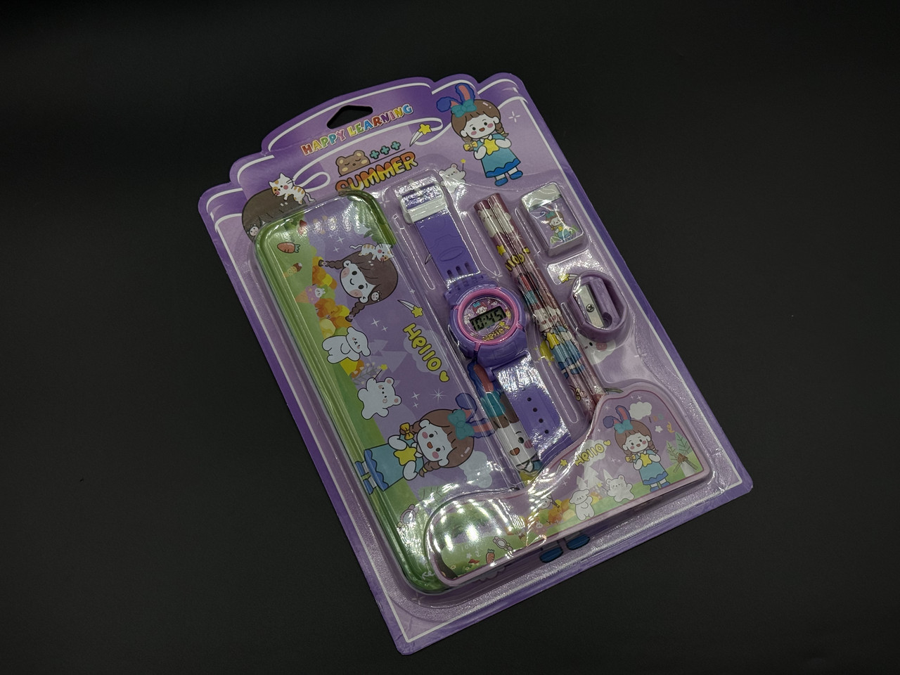 Набір канцтоварів дитячих з годинником ., фото 1
