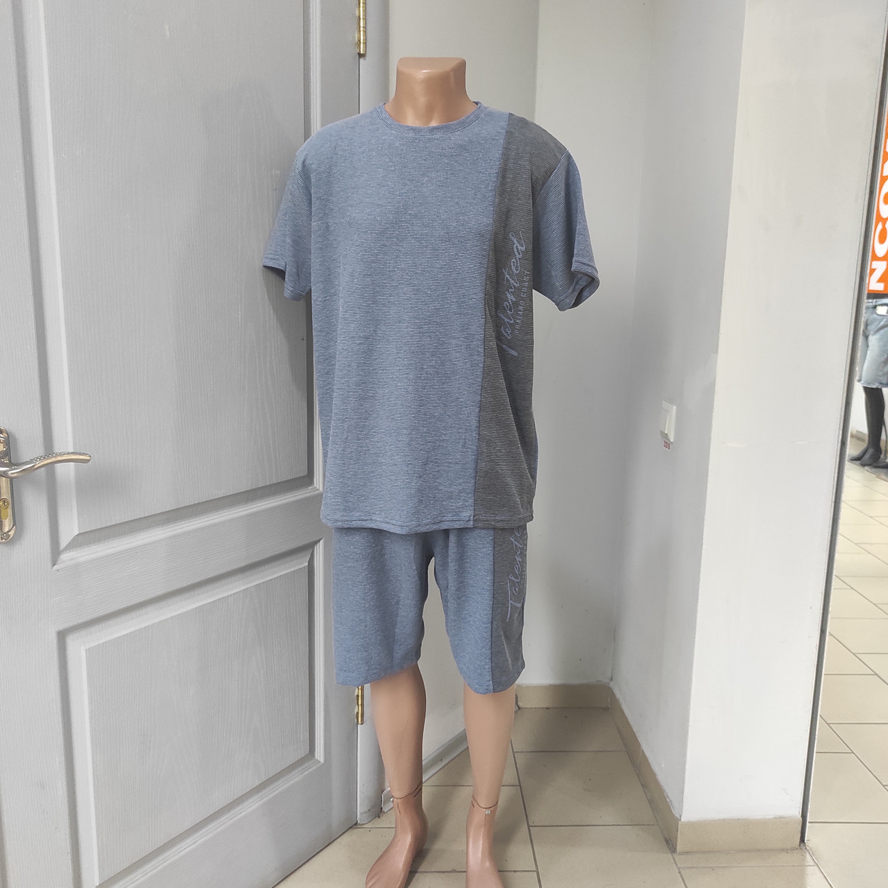 Чоловічий літній комплект футболка і шорти 5XL блакитні, фото 1