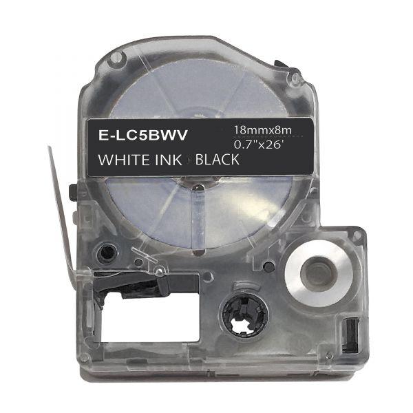 Біло-чорна стрічка UKRMARK E-LC5BWV 18 мм х 8 м сумісна з Epson LC-5BWV білим на чорному