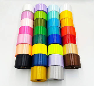 Атласна стрічка / 5 см x 23 м / Асорті - 30 кольорів / Мікс