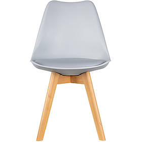 Стілець Bin пластик сірий м'яке сидіння на дерев'яних ніжках