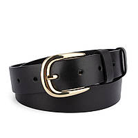 Ремінь шкіряний жіночий HC-3425 чорний із золотою пряжкою (135 см)