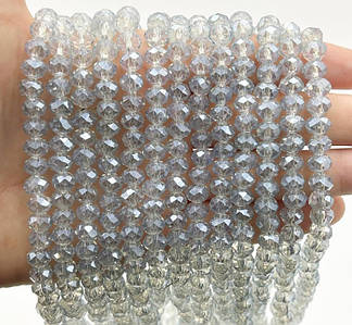 Намистини рондель / 8*6 мм / Кількість: 62-70 шт / Прозорий / Сірий  №10