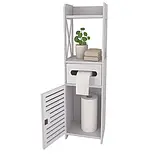 Шафка для ванної Ruhhy 25763 з тримачем туалетного паперу, замком і полицями, біла, фото 8