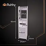 Шафка для ванної Ruhhy 25763 з тримачем туалетного паперу, замком і полицями, біла, фото 3