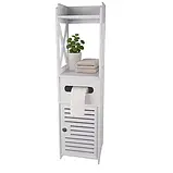 Шафка для ванної Ruhhy 25763 з тримачем туалетного паперу, замком і полицями, біла, фото 4