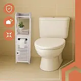 Шафка для ванної Ruhhy 25763 з тримачем туалетного паперу, замком і полицями, біла, фото 10