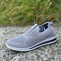 Мокасини жіночі літні сірі текстильні сітка Мокасины женские летние серые тканевые сетка (Код: 3379н)