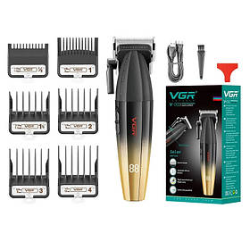 Машинка для стрижки волосся VGR V-003 GOLD (6 насадок)