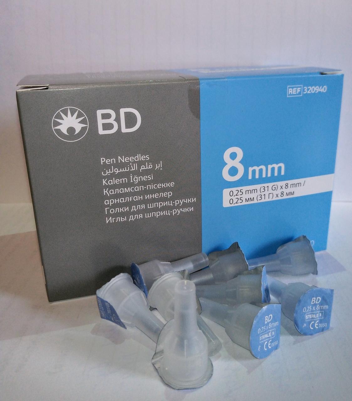 Голки інсулінові БД 8мм для шприц-ручек, BD Micro-fine  31G Поштучно