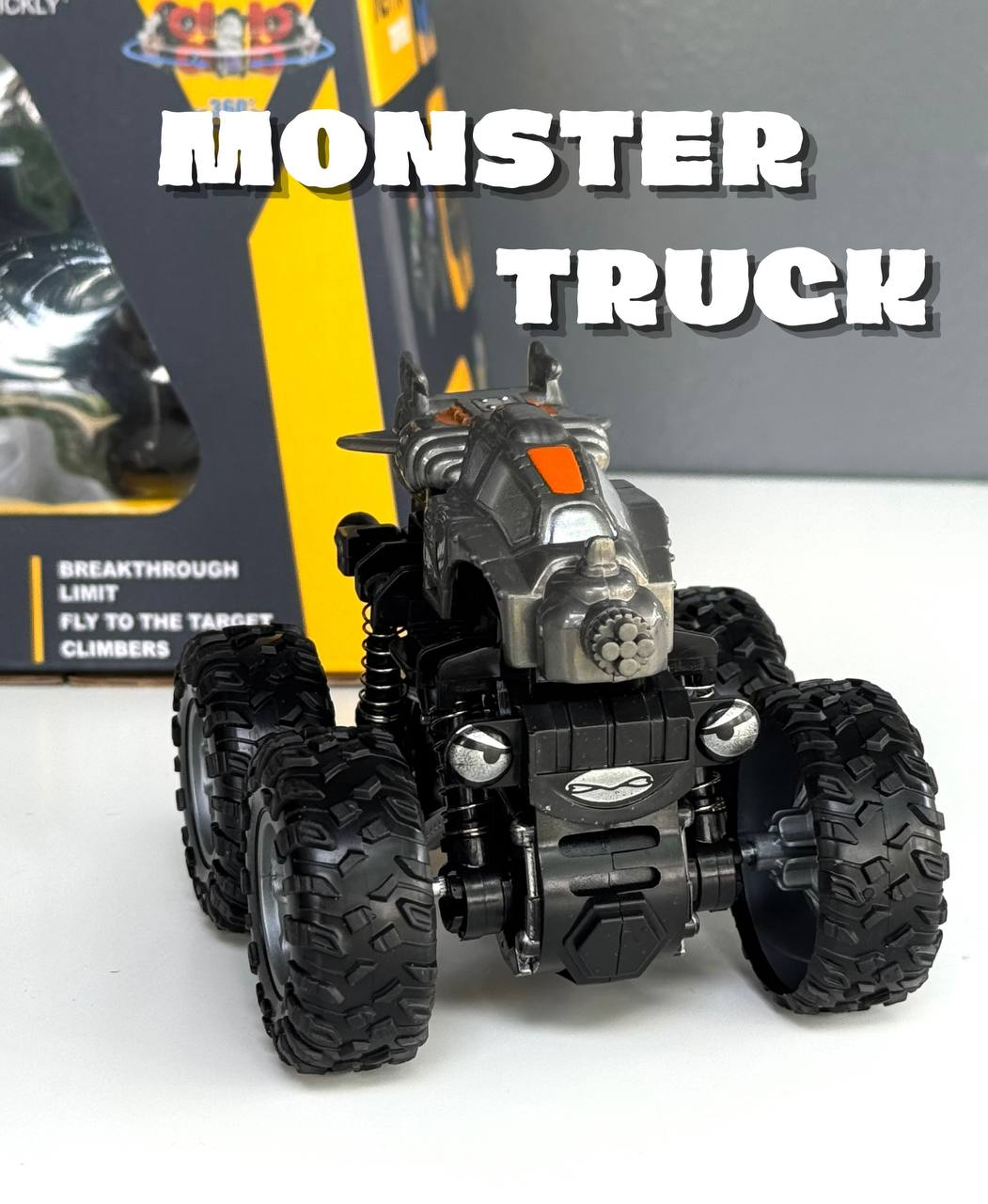 Дитяча машинка джип-перевертиш Мonsterе Truck 679-11, гумові шини Сіра, фото 1