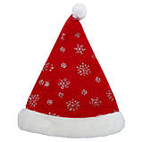 Новорічний ковпак із зірками, 55-56 см, червоний, поліестер, вельвет, карнавальний головний убір для вечірок (460304), фото 3