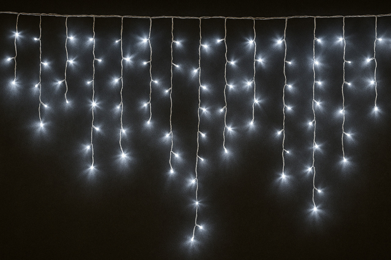 Світлодіодна новорічна гірлянда бахрома, 200Л, миготлива, білий, IP44, LED (950156), фото 1
