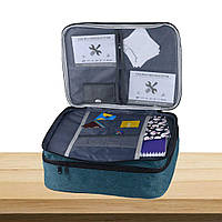 Органайзер для документів, з кодовим замком, 36*27*15 см Синьо-сірий