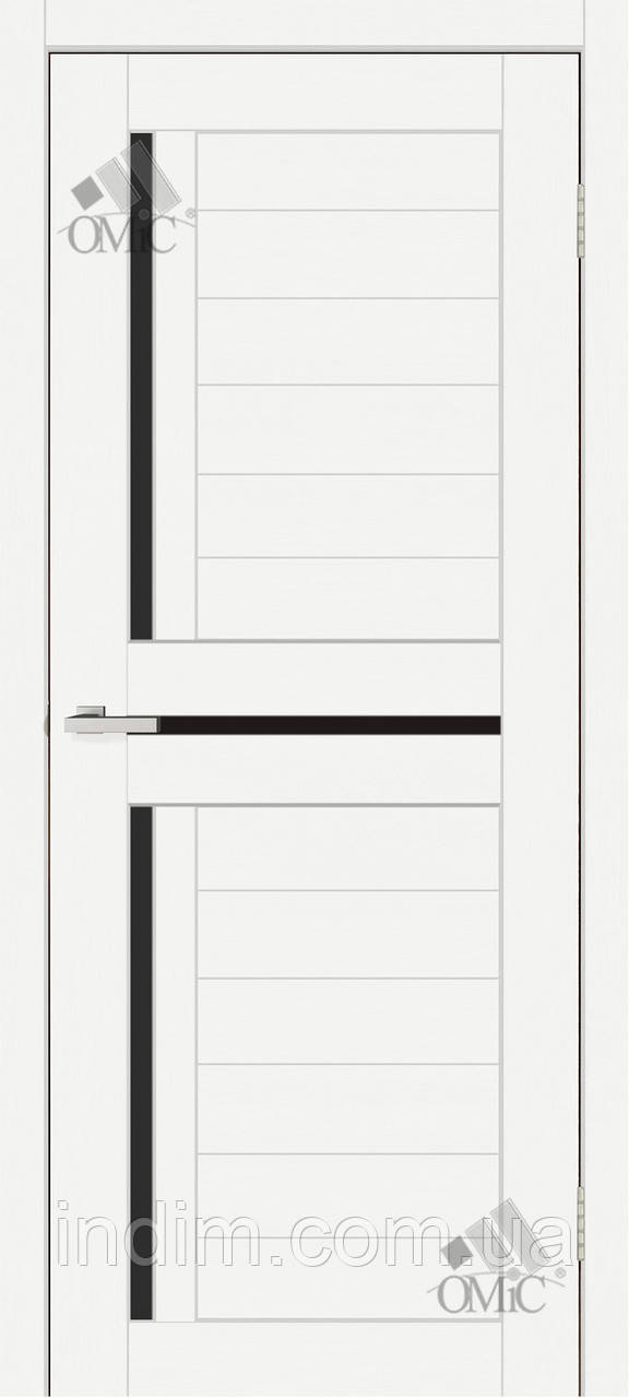 Дверне полотно Lego 01.1 (чорне скло) 40мм ПВХ врізка під замок Дуб ivory, фото 1