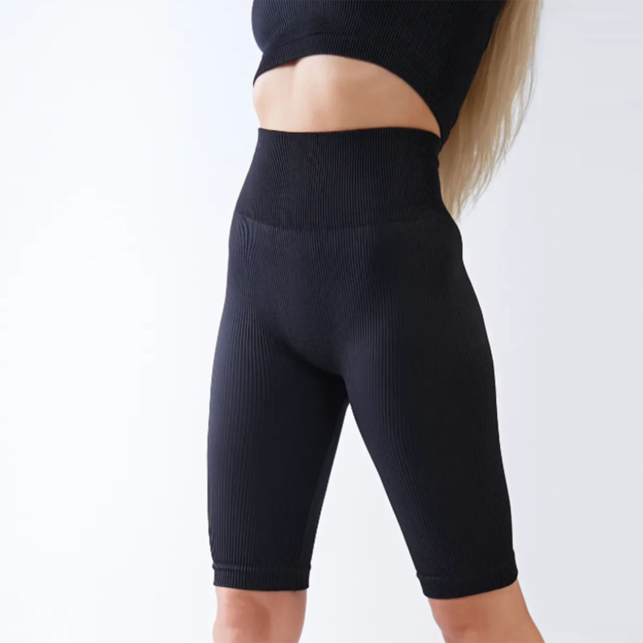 Безшовні чорні велосипедки в рубчик Пушап із мікрофібри "Giulia" ТМ "OK" (L-XL) Розміри: 48-52 (33050-2), фото 1