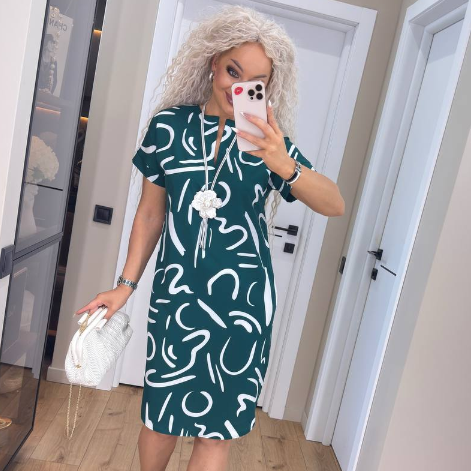 Літня жіноча сукня міні з коротким рукавом зелена коротка сукня на літо з поясом із тканини софт, фото 1