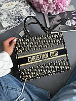 Dior Large Book Tote Ecru and Blue Dior Oblique Embroidery [оригінальна коробка]
