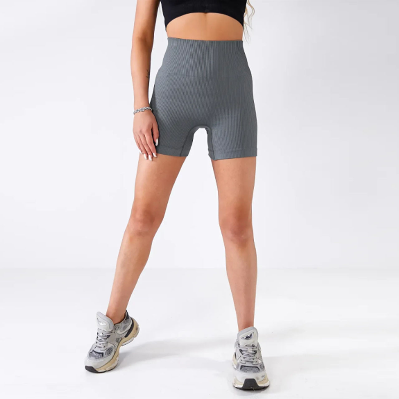 Сірі шорти в рубчик безшовні з ефектом Пушап "Giulia" ТМ "OK" (L-XL) Розміри: 48-52 (33054-2), фото 1