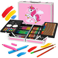 Набір для малювання 145 предметів у кейсі / Розсувний набір для творчості / Набір художника
