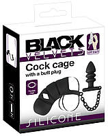 Пояс вірності з анальним корком Black Velvets Cock Cage, фото 6