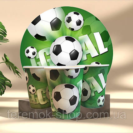 Посуд одноразовий паперовий Футбол, набір дитячого посуду 10 тарілок 10 стаканчиків