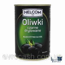 Оливки Helcom чорні без кісточки жб 280 гр 24 шт ящ, фото 1