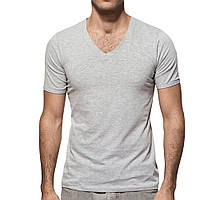 Футболка чоловіча Ozkan чорна і сіра трикутний виріз Розміри S M L XL XXL