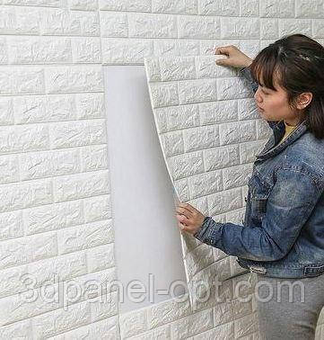 Самоклеючі 3D панелі під білу цеглу 700*770*4 мм | Декор для стін, фото 1