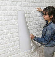 Самоклейна 3D панель під білу цеглу 700x770