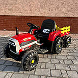 Дитячий електромобіль Трактор із причепом на радіокеруванні Bambi M 5733 Червоний, фото 9