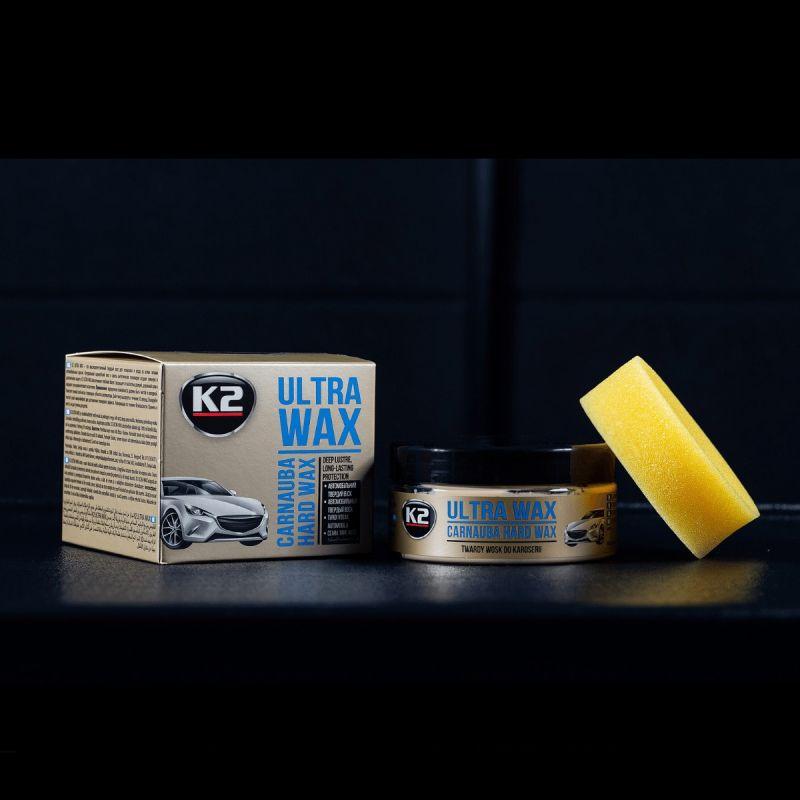 Поліроль твердий віск карнауба K2 PERFECT ULTRA WAX 250 г з губкою K073