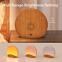 Будильник REACHER Wood Grain Sunrise і звуковий нічник, цифровий годинник із регульованою яскравістю для спальні, фото 5