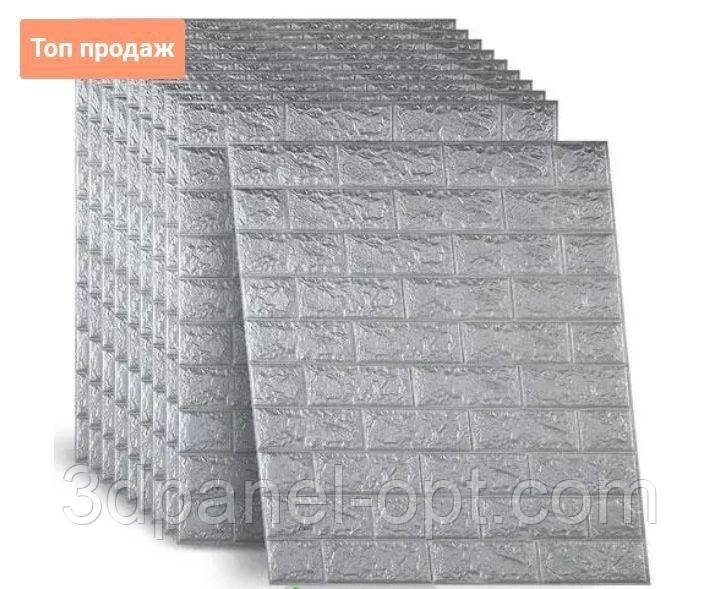 Самоклеючі 3D панелі під сіру цеглу 700х770х4мм (17-3) декор на стіни! самоклейка 3д, BV-0000230, фото 1