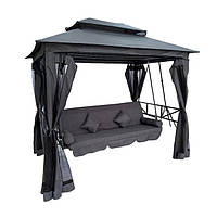 Гойдалка садова з москітною сіткою Bonro B-002 сіра 3-місна розкладна 42401029