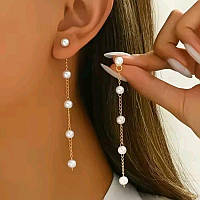 Сережки з перлинами на ниточках, сережки з перлинками, сережки з перлами, сережки з перлинами