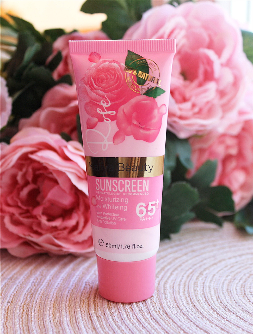 Сонцезахисний крем для обличчя Kaliya Beaty Sunscreen 65+ PA +++ Rose / Троянда, фото 1