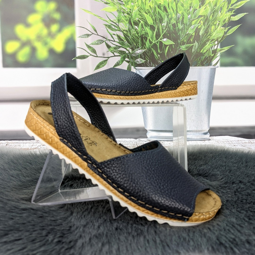 Босоніжки жіночі Inblu темно-сині шкіряні 4513