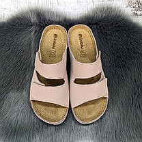 Шльопанці жіночі Inblu рожеві шкіряні на липучках на широку ногу 4957, фото 5