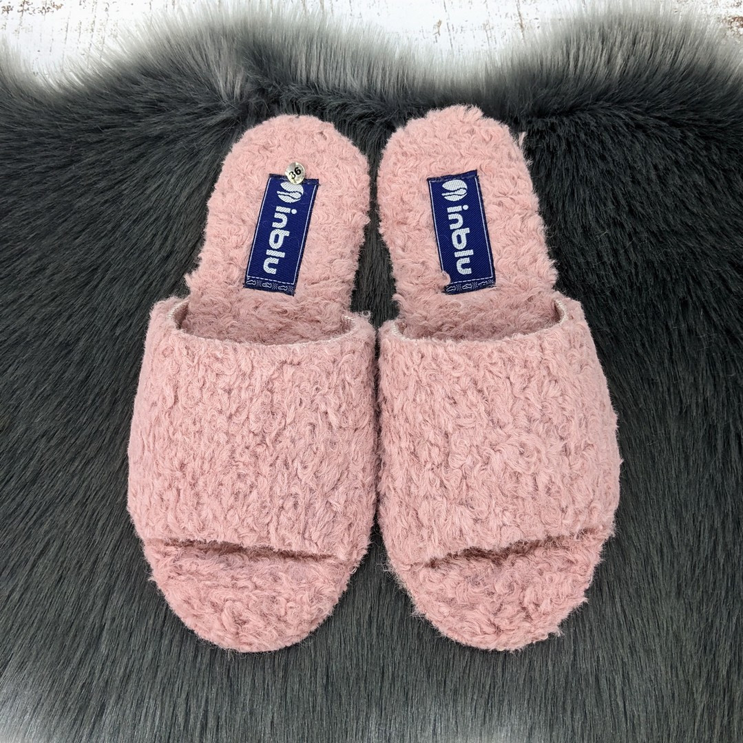 Тапочки жіночі кімнатні Inblu рожеві хутряні на фетрової підошві 4303