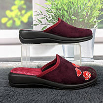 Капці жіночі домашні Inblu сливові велюрові з маками 4548, фото 2
