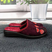 Капці жіночі домашні Inblu сливові велюрові з маками 4548, фото 3