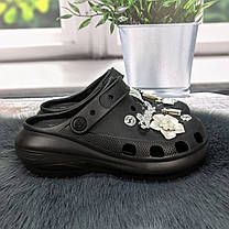 Крокси жіночі Progress чорні з джибітсами на платформі 4868, фото 3