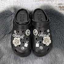 Крокси жіночі Progress чорні з джибітсами на платформі 4868, фото 4