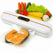 Потужний побутовий вакуматор Vacuum Sealer для їжі Потужність 90 Ватів 33*8*5 см Білий + Пакети в подарунок