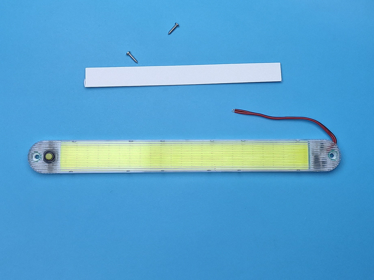 LED плафон салону універсальний HC-COB-280*30 12-24V COB 336 chips WHITE із вимикачем. 280х30х10 мм, фото 1
